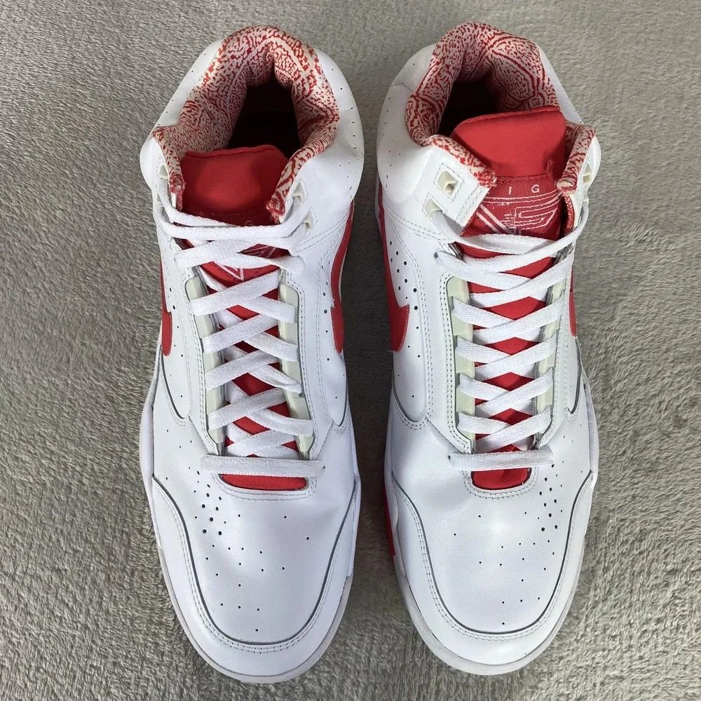 Nike Air Flight Lite II Shoes Mens Size 13 Red White Leather Basketball Sneakers